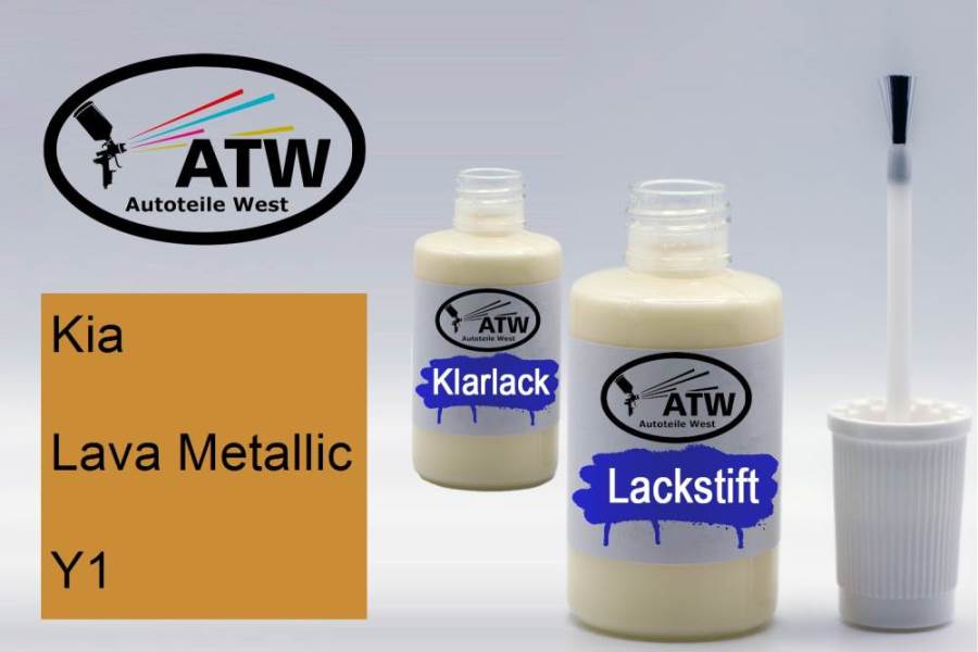 Kia, Lava Metallic, Y1: 20ml Lackstift + 20ml Klarlack - Set, von ATW Autoteile West.